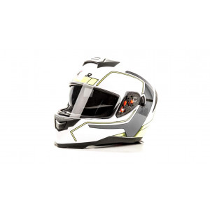 Шлем мото интеграл HIZER J5318 #2 (M) white/yellow (2 визора)