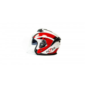 Шлем мото открытый HIZER J222 #1 (S) white/red (2 визора)