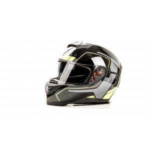Шлем мото интеграл HIZER J5318 #1 (S) black/yellow (2 визора)