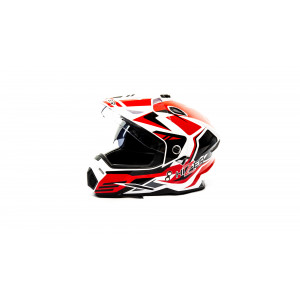 Шлем мото мотард HIZER J6802 #5 (XL) white/red (2 визора)