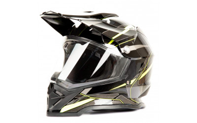 Шлем мото мотард HIZER B6197-1 #4 (XL) black/yellow