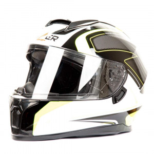 Шлем мото интеграл HIZER B566 #1 (M) black/white/yellow (2 визора)