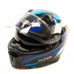 Шлем мото интеграл HIZER J5320 #1 (XL) black/blue (2 визора)