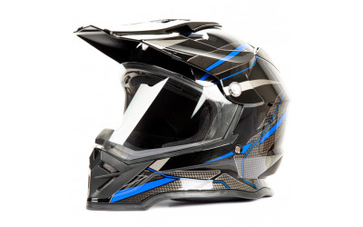 Шлем мото мотард HIZER B6197-1 #6 (L) black/blue