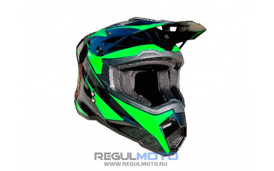 Шлем KIOSHI Holeshot 801 кроссовый Черный/ зеленый XXL